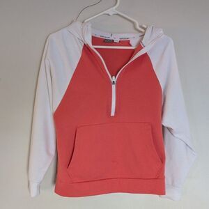 PUMA Pink & White Half-Zip Hoodie - XS